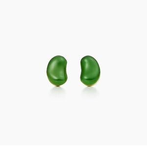 Tiffany & Co. Earrings. Elsa Peretti Earrings 18K Gold + Jade Bean Earrings NWOT